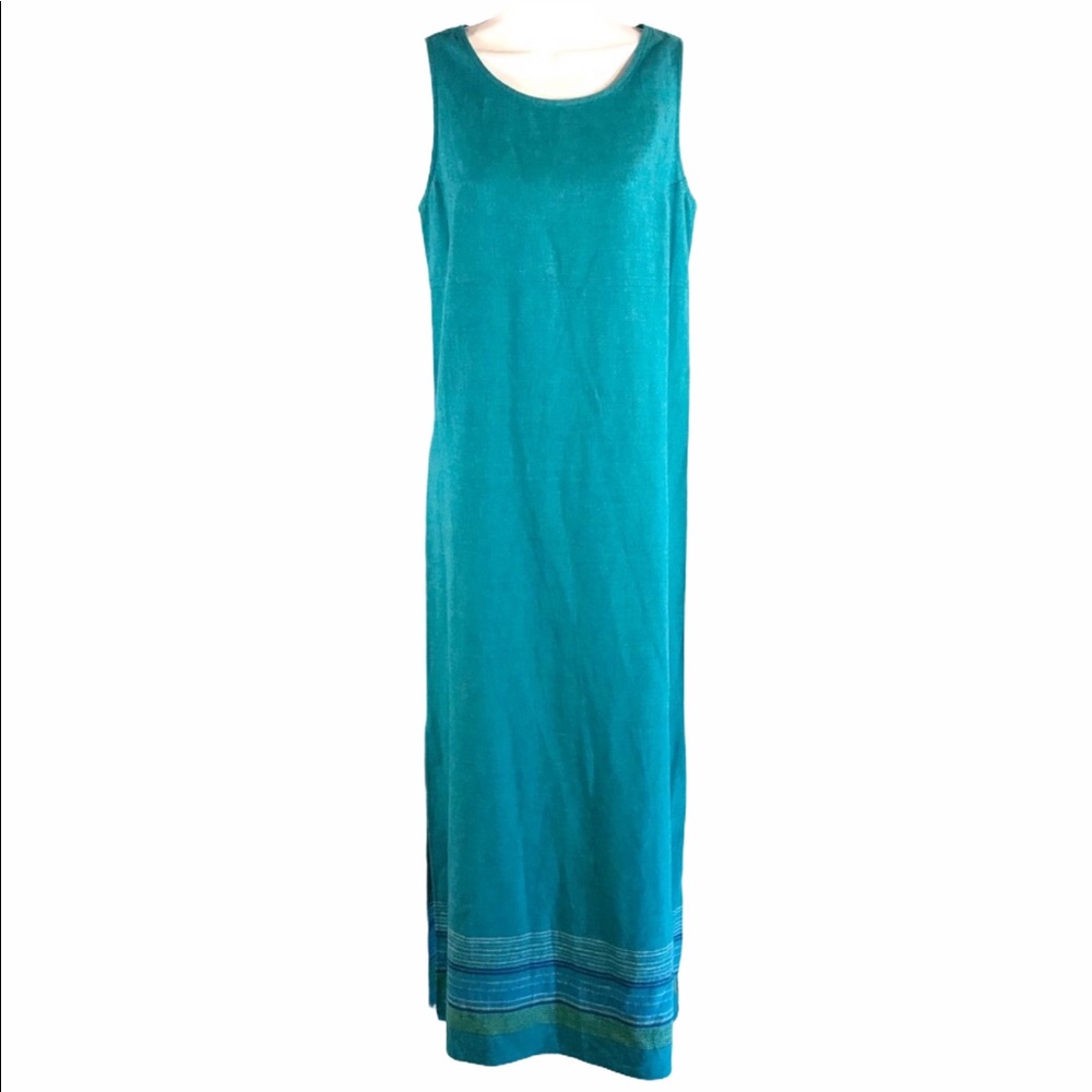 Vintage Turquoise Linen Blend Dress, Size 6